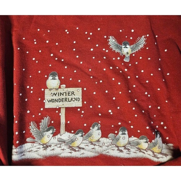 Nature's Garden by Morning Sun Grannycore Winter Snow Bird Sweater Size L - Picture 1 of 3